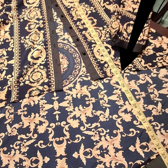 Pastel Button High-Low Gold/Black Long Sleeve Blouse Tunic Top Women Size Large - Picture 13 of 14